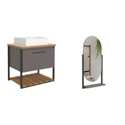 Gabinete para Banheiro com Cuba e Espelheira 60cm Palermo Espresso Móveis - 2