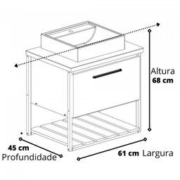 Gabinete para Banheiro com Cuba e Espelheira 60cm Palermo Espresso Móveis - 4