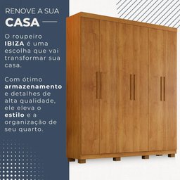 Guarda Roupa Ibiza 6 Portas 4 Gavetas em Mdp Benetil Móveis - 2