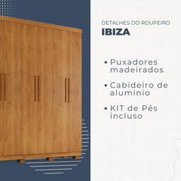 Guarda Roupa Ibiza 6 Portas 4 Gavetas em Mdp Benetil Móveis - 4