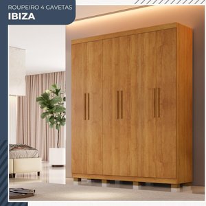 Guarda Roupa Ibiza 6 Portas 4 Gavetas em Mdp Benetil Móveis