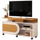 Ver imagem 5 de Rack para Sala de Estar TV 55 pol com Rodízios Batel B01 Cinamomo Off White - Lyam Decor
