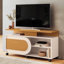 Ver imagem 2 de Rack para Sala de Estar TV 55 pol com Rodízios Batel B01 Cinamomo Off White - Lyam Decor