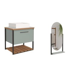 Gabinete para Banheiro com Cuba e Espelheira 60cm Palermo Espresso Móveis - 2