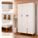 Ver imagem 2 de Roupeiro Jujuba Elegante com 3 Portas 2 Gavetas em MDF:Branco