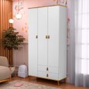 Ver imagem 5 de Roupeiro Jujuba Elegante com 3 Portas 2 Gavetas em MDF:Branco
