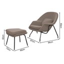 Ver imagem 4 de Poltrona Womb Chair com Puff Linho Base Preta Linha Premium Leitura e Descanso Sala Moderna - Bege