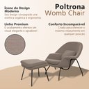 Ver imagem 3 de Poltrona Womb Chair com Puff Linho Base Preta Linha Premium Leitura e Descanso Sala Moderna - Bege