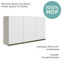 Ver imagem 4 de Armario Aereo 3 Portas Mdf 120 Cm Kali 12197 Bianco Toq Branco Uv Nicioli