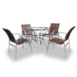 Conjunto de Fibra Sintética Lotus - 4 Cadeiras + 1 Mesa - 5