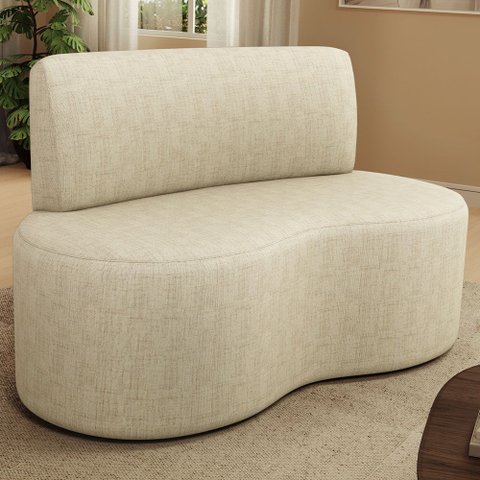 Sofá 2 Lugares 140cm Orgânico para Sala de Estar Living Larissa L02 Linho Bege - Lyam Decor