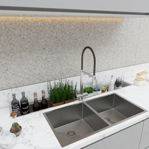Calha Escorrer Acetinada Escovada Design Cozinha