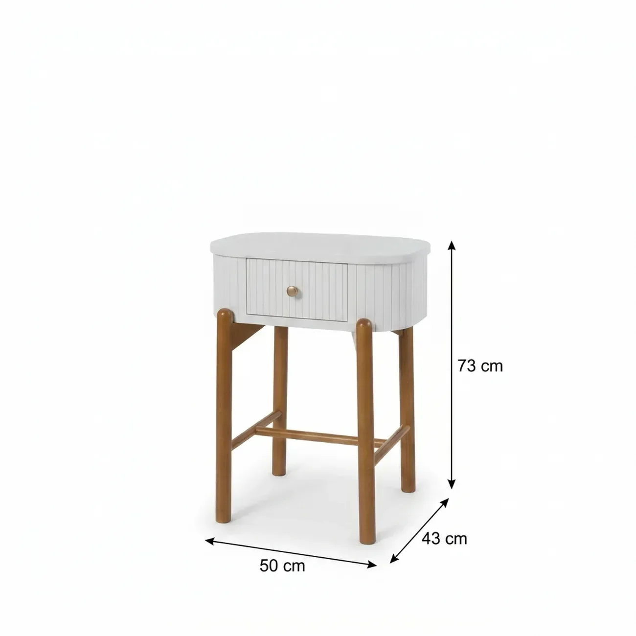 Ver imagem 3 de Mesa de Cabeceira 1 Gaveta em Madeira Maciça Aurora Off White/Castanho