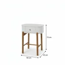 Ver imagem 4 de Mesa de Cabeceira 1 Gaveta MDF com Pés em Madeira Maciça Aurora Off White/Castanho