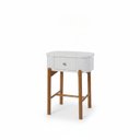 Ver imagem 2 de Mesa de Cabeceira 1 Gaveta em Madeira Maciça Aurora Off White/Castanho