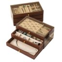 Ver imagem 1 de Porta Joias Relogio Caixa Organizadora Mesa Armario 3 Andares Madeira Divosoria Aneis Pulseiras Biju