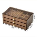 Ver imagem 2 de Porta Joias Relogio Caixa Organizadora Mesa Armario 3 Andares Madeira Divosoria Aneis Pulseiras Biju