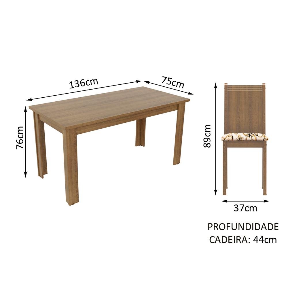 Conjunto Sala de Jantar Madesa Analu Mesa Tampo de Madeira com 6 Cadeiras - 4