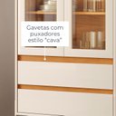 Ver mais imagens de Cristaleira 2 Portas de Vidro e 2 Gavetas MDF Pés em Dourado 184CMX74CM Brisa Branco