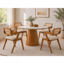 Ver imagem 1 de Conjunto Sala de Jantar Verona 4 Lugares Tampo com Vidro Off-White 110cm Imperial Móveis