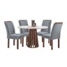 Mesa de Jantar Redonda 100cm Kansas Chocolate-off White com 4 Cadeiras Arthus - Suede Cinza - 5