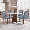 Mesa de Jantar Redonda 100cm Kansas Chocolate-off White com 4 Cadeiras Arthus - Suede Cinza - 1