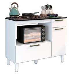 Balcão Para Cooktop 5 Bocas 2 Portas 1 Gaveta Branco Lacca Master Zanzini - 2