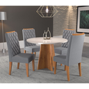 Ver imagem 1 de Mesa de Jantar Redonda Piece com 4 Cadeiras Iza Mel/blonde/cinza - Casa Giulia