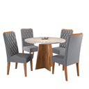 Ver imagem 2 de Mesa de Jantar Redonda Piece com 4 Cadeiras Iza Mel/blonde/cinza - Casa Giulia