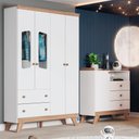 Ver imagem 7 de Guarda Roupa 4 Portas e Comoda 3 Gavetas Confete Branco Jequitiba Hp Henn