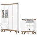 Ver imagem 1 de Guarda Roupa 4 Portas e Comoda 3 Gavetas Confete Branco Jequitiba Hp Henn
