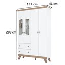 Ver imagem 3 de Guarda Roupa 4 Portas e Comoda 3 Gavetas Confete Branco Jequitiba Hp Henn
