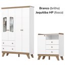 Ver imagem 5 de Guarda Roupa 4 Portas e Comoda 3 Gavetas Confete Branco Jequitiba Hp Henn