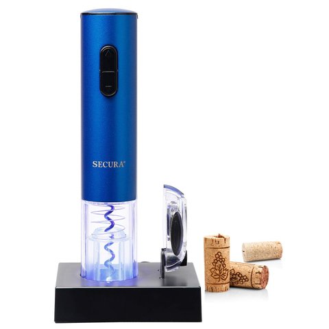 Secura Abridor Elétrico de Vinho Automático com Cortador de Lacre (azul)