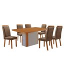 Ver imagem 6 de Conjunto de Jantar Isadora 6 Lugares Tampo MDF Cadeiras Veludo Bege 180cm Moderna