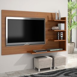 Painel de Parede para Tv Sala Elegante 4 Prateleira Cinamomo - 1