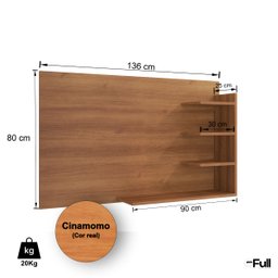 Painel de Parede para Tv Sala Elegante 4 Prateleira Cinamomo - 4