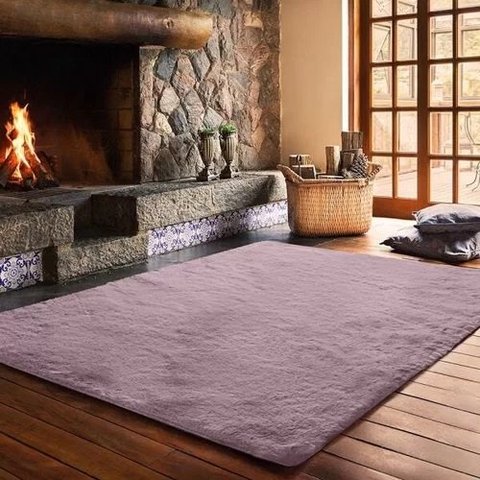 Tapete Pele de Coelho Antiderrapante Melody 200x300 - Jolitex - Rosa