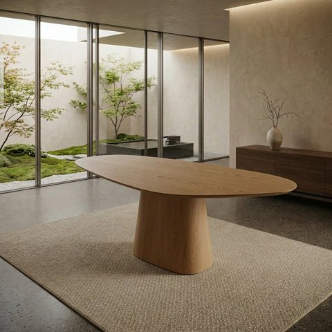 Mesa para Sala de Jantar Orgânica em MDF Yescasa Marrom/Castanho Mel