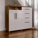 Ver imagem 1 de Cômoda Helena 4 Gavetas 2 Portas MDF Malbec e Off White Mobiliar Home Shop