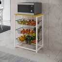Ver imagem 2 de Fruteira com Suporte para Micro-ondas Barcelona Aço Branco Cesto Preto Tampo Canela