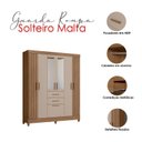 Ver imagem 3 de Guarda Roupa Solteiro Malta com Espelho e Cômoda Texas Carvalho Fendi – Moval