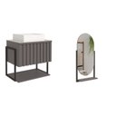 Ver imagem 2 de Gabinete para Banheiro com Cuba e Espelheira 85cm MDF Helsing Espresso Móveis