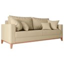 Ver imagem 1 de Sofá 3 Lugares Beny Base em Madeira Maciça Recepção Linho Bege Kimi Design