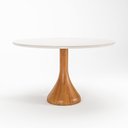 Ver imagem 1 de Mesa de Jantar Dubai 6 Lugares Redonda MDF com Vidro 140cm Branca Seiva