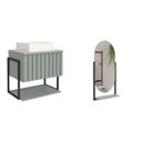 Ver imagem 2 de Gabinete para Banheiro com Cuba e Espelheira 85cm MDF Helsing Espresso Móveis Verde/Pistache