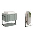 Ver imagem 2 de Gabinete para Banheiro com Cuba e Espelheira 85cm MDF Helsing Espresso Móveis Verde/Pistache
