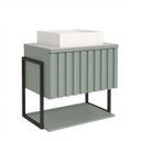 Ver imagem 3 de Gabinete para Banheiro com Cuba e Espelheira 85cm MDF Helsing Espresso Móveis Verde/Pistache