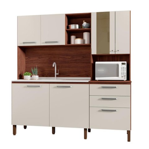 Armário de Cozinha Pequeno 7 Portas e 2 Gaveta Mega Kits Paraná