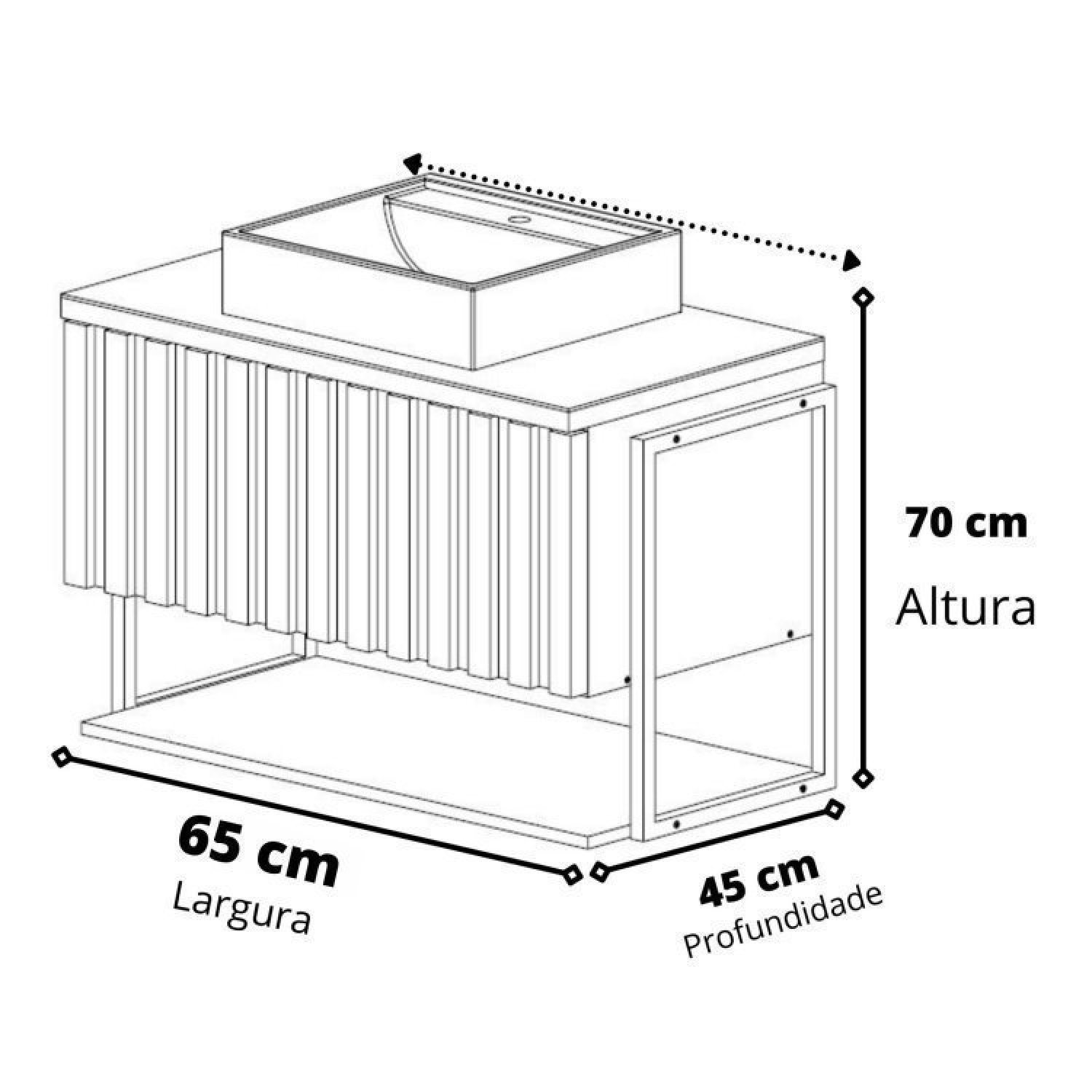 Gabinete para Banheiro com Cuba e Espelheira 65cm MDF Helsing Espresso Móveis - 5